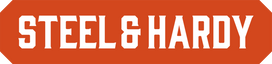 Steel & Hardy original orange plate wordmark
