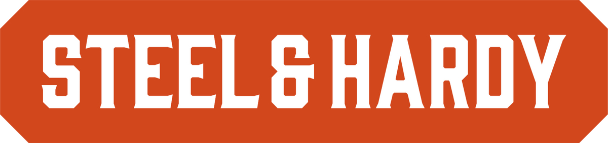 Steel & Hardy original orange plate wordmark