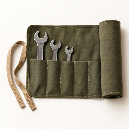 AI-generated tool roll product mockup. Illustrative concept only; not a finished product or item in stock.
