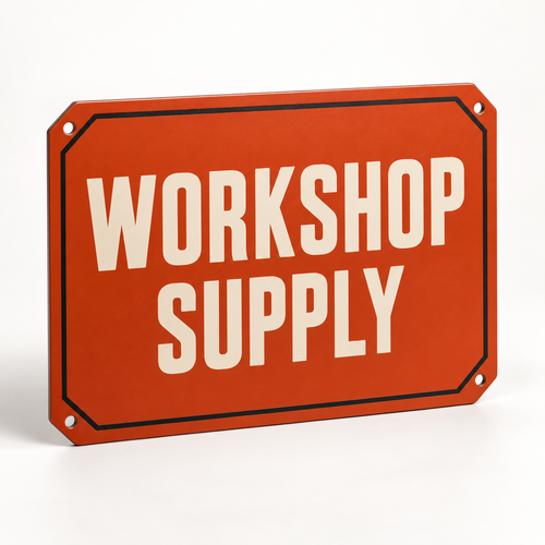 AI-generated workshop plate product mockup. Illustrative concept only; not a finished product or item in stock.